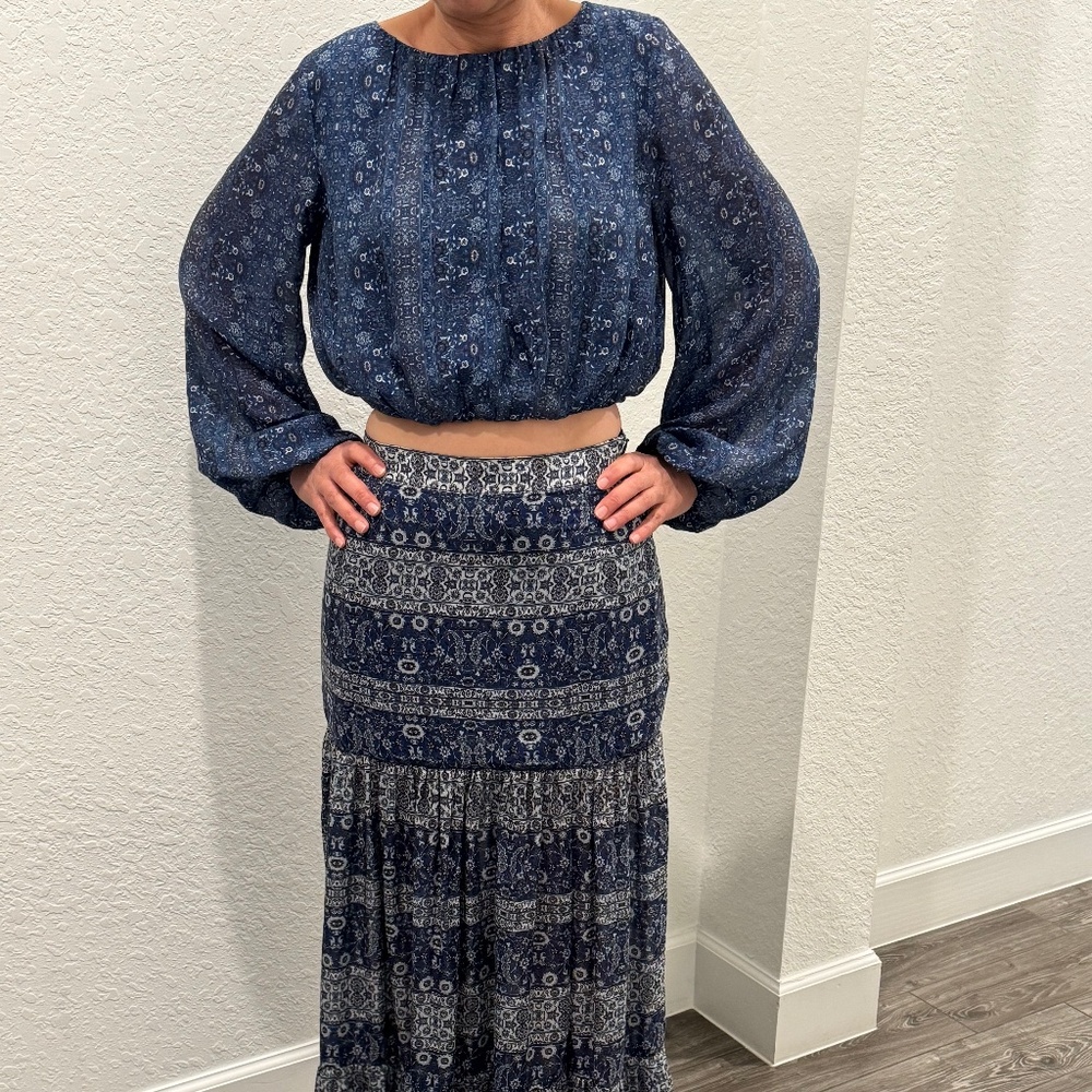 INTERMIX Paola Cropped Printed Voile Blouse